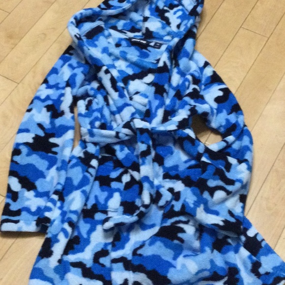 LANDS END Boys Size 14 Warm Hooded Fleece Robe Excellent Condition - Picture 1 of 5